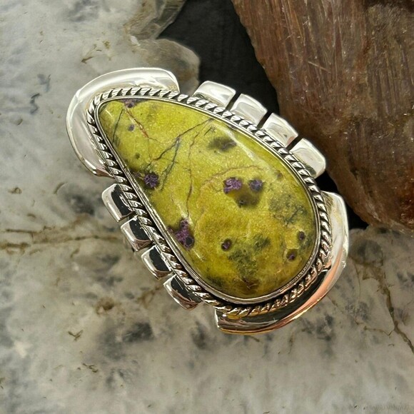 Sterling Silver Southwestern Style Teardrop Atlantisite Ring Sz 8.25 For Women - Picture 1 of 10